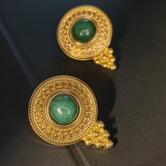 Jewelry - Stunning Vintage Chunky Retro Gold Disc Earrings